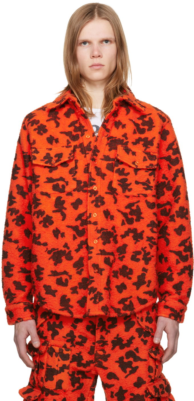 Skjorte ERL ERL Printed Fleece Shirt Orange | ERL07B023
