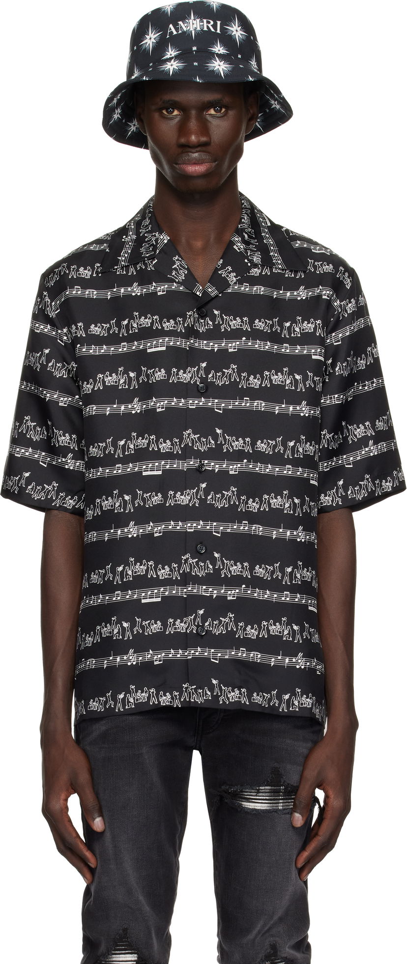 Skjorte AMIRI AMIRI Jazz Band Print Shirt Sort | AMSTCA1106