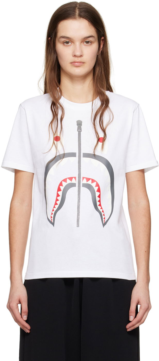 T-shirt BAPE Shark T-Shirt Hvid | 001TEK302003L, 0