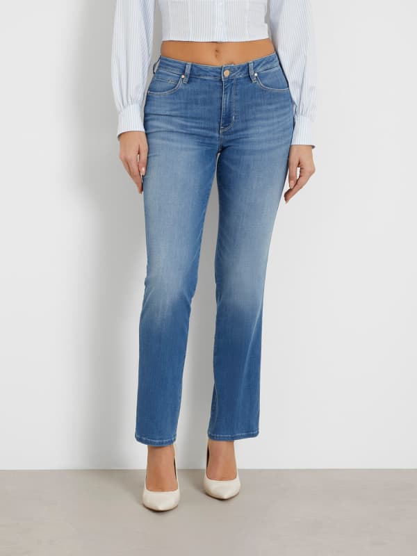 Bukser og jeans GUESS Mid Rise Straight Denim Pant Mørkeblå | W4GA15D5B42, 0