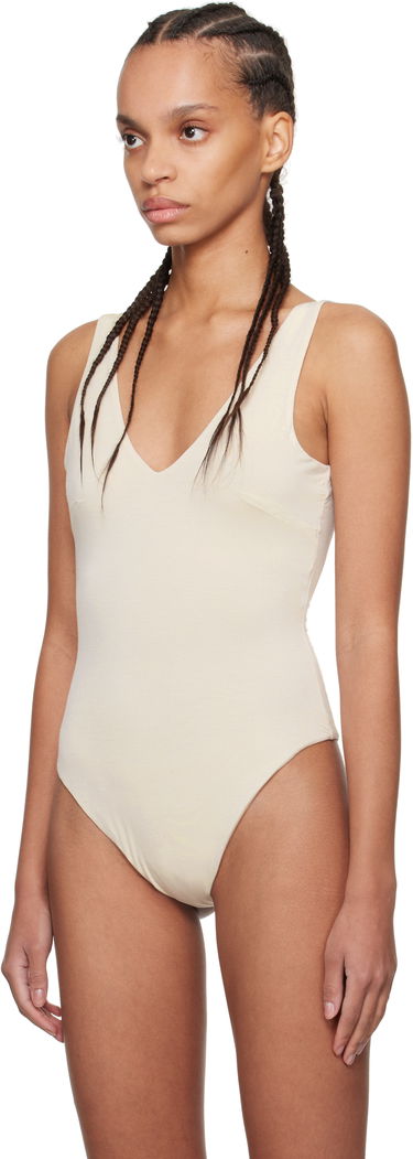 Tanktop Entire Studios Off-White V-Neck Bodysuit Beige | ES2603CR, 3