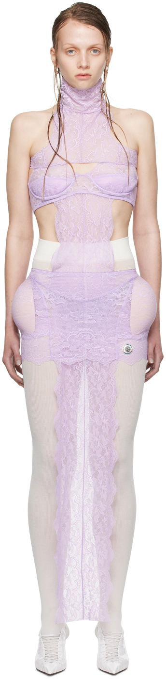 Kjole Jean Paul Gaultier Jean Paul Gaultier Shayne Oliver Edition Lace Minidress Lilla | 24/27-F-RO167P-C047-29