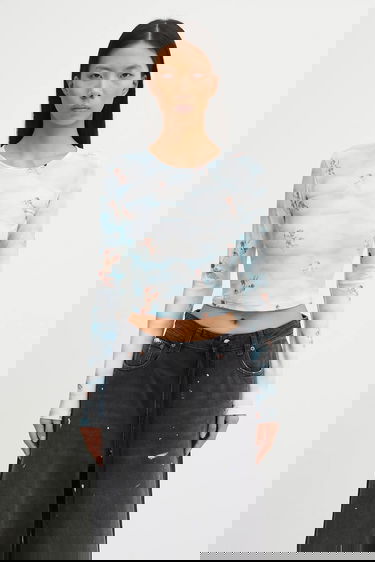 Crop top Fiorucci Beatitudo Print Long Sleeve Crop Flerfarvet | W25FWTLO003LY01BL02, 0