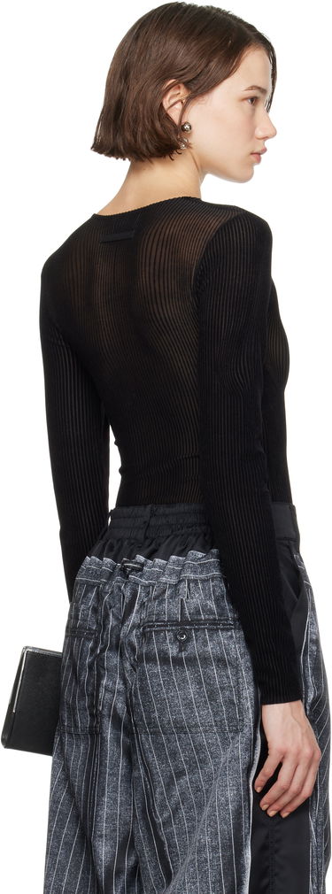 Krop Jean Paul Gaultier Jean Paul Gaultier 'The Morphing Pinstripes' Sheer Bodysuit Sort | 24/31-F-BD055-T570-0000, 2