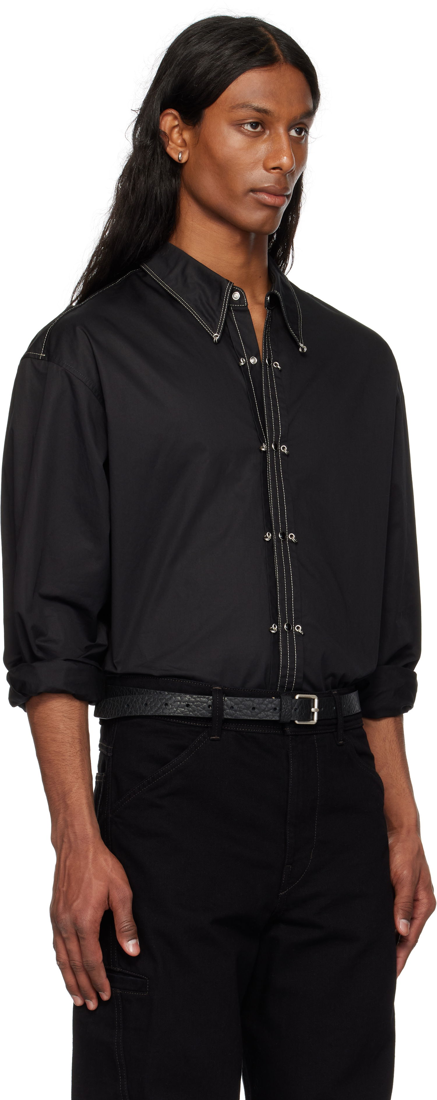 Skjorte LEMAIRE Lemaire Embellished Metal Shirt Sort | SH1147 LF1207, 1