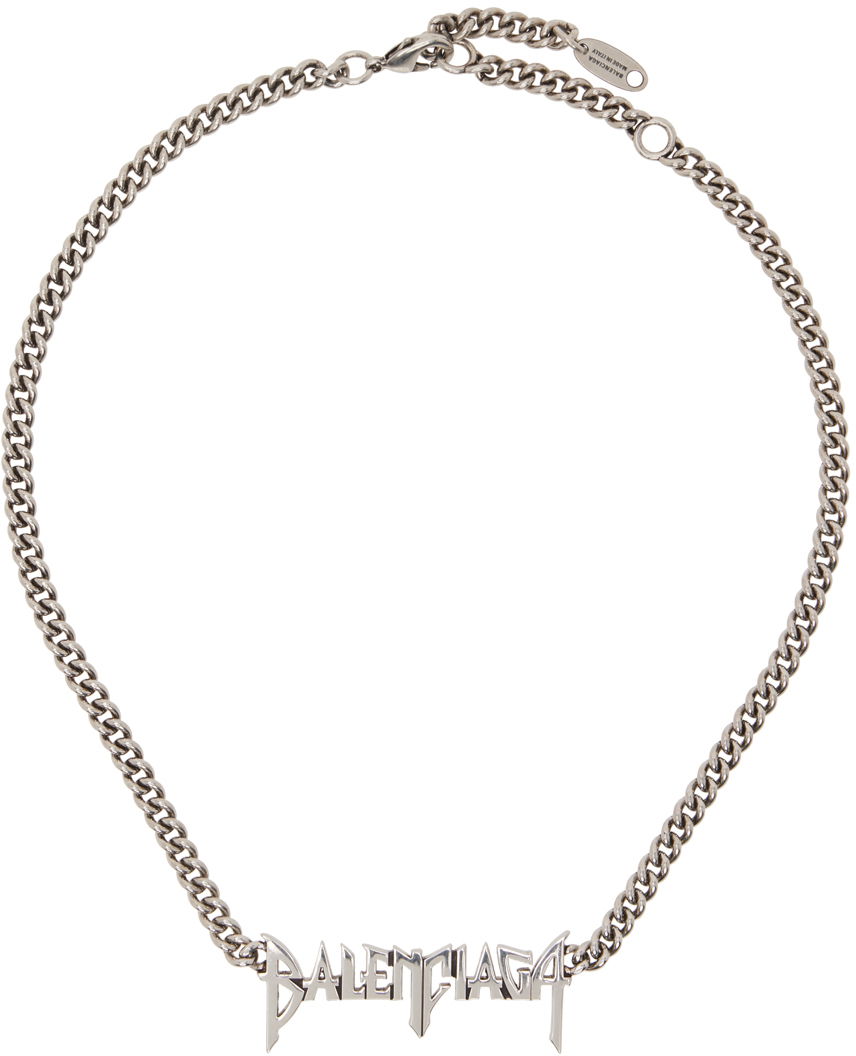 Halskæde Balenciaga Gunmetal Typo Metal Necklace Metalisk | 787781-TZ99I-0911, 0