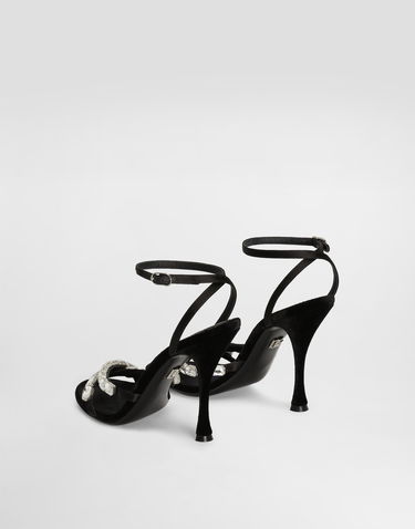 Sneakers og sko Dolce & Gabbana Satin Sandals With Gemstone Embellishment Sort | CR1821A6I688S488, 2