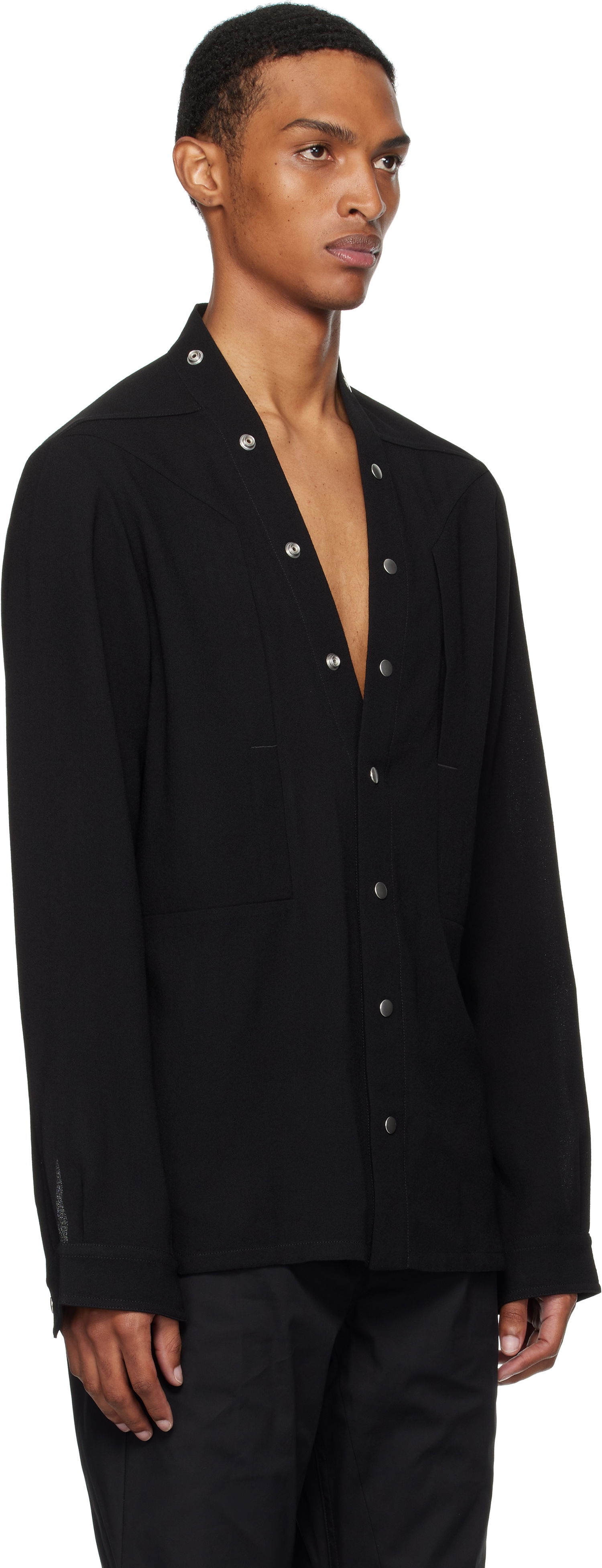 Skjorte Rick Owens Concordians Larry Fogpocket Shirt Sort | RU02E1287 WA, 1