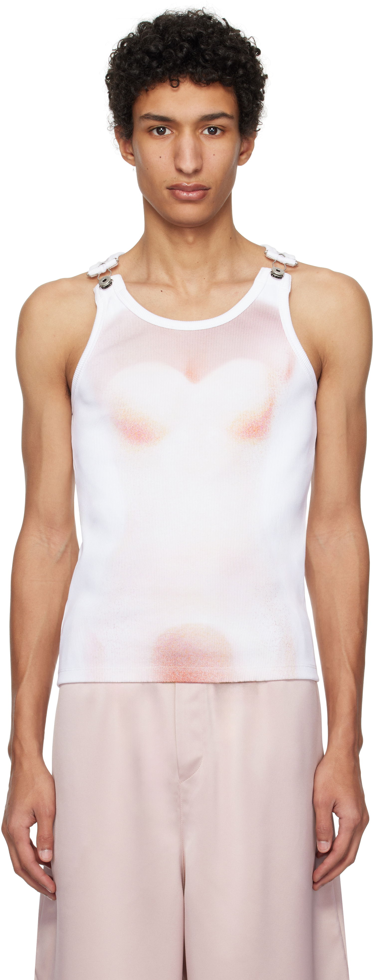Tanktop Jean Paul Gaultier Jean Paul Gaultier 'Le Classique' Print Tank Top Hvid | 25/33-F-DB050-J580-0120, 0