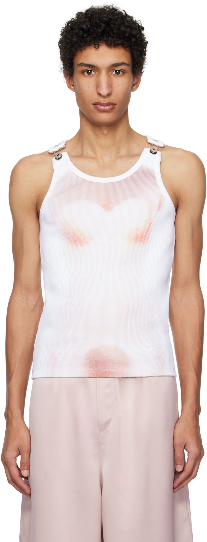 Tanktop Jean Paul Gaultier Jean Paul Gaultier 'Le Classique' Print Tank Top Hvid | 25/33-F-DB050-J580-0120