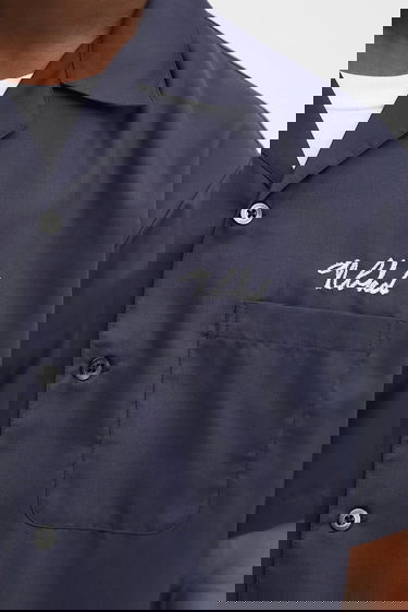 Skjorte Neighborhood NEIGHBORHOOD Solid-Color Hawaiian Shirt Mørkeblå | 251TSNH.SHM07, 3
