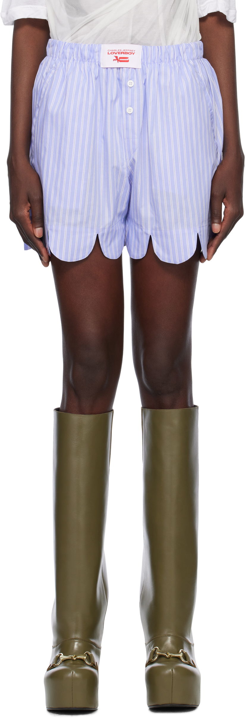 Boksere Charles Jeffrey Loverboy Charles Jeffrey LOVERBOY Scalloped Boxer Shorts Blå | 54030402