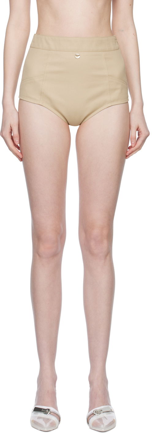 Shorts Coperni Coperni High-Waisted Shorts Beige | COPP30BIS202