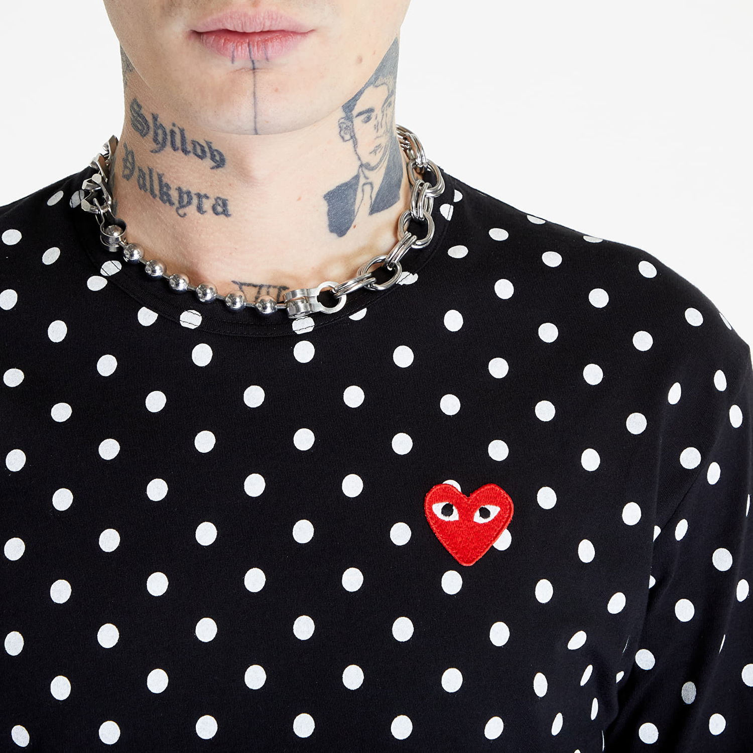 T-shirt Comme des Garçons PLAY Heart Logo Long Sleeve Tee UNISEX Sort | AZT166 black, 1