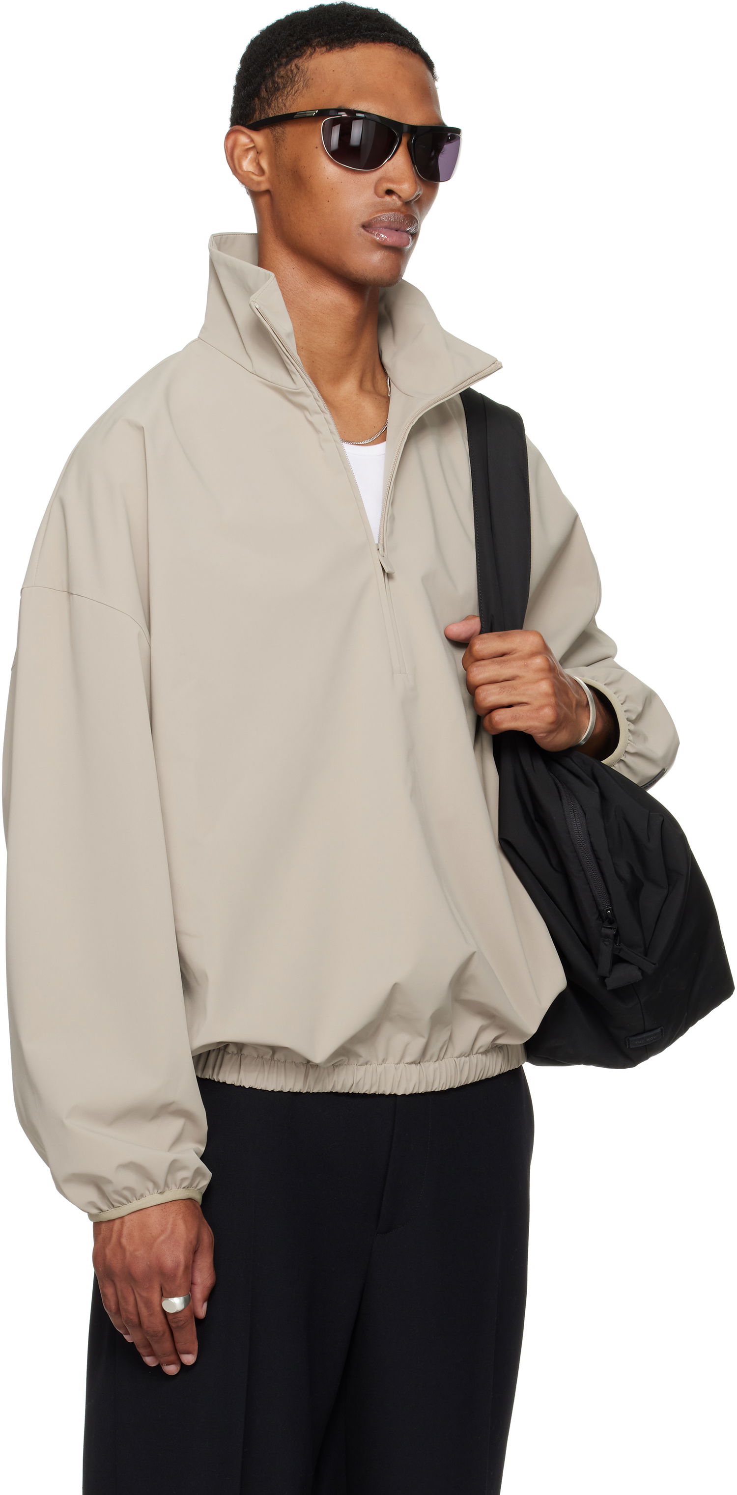 Jakke Fear of God Fear of God ESSENTIALS Sporty Half-Zip Jacket Beige | 202SP256721F, 1