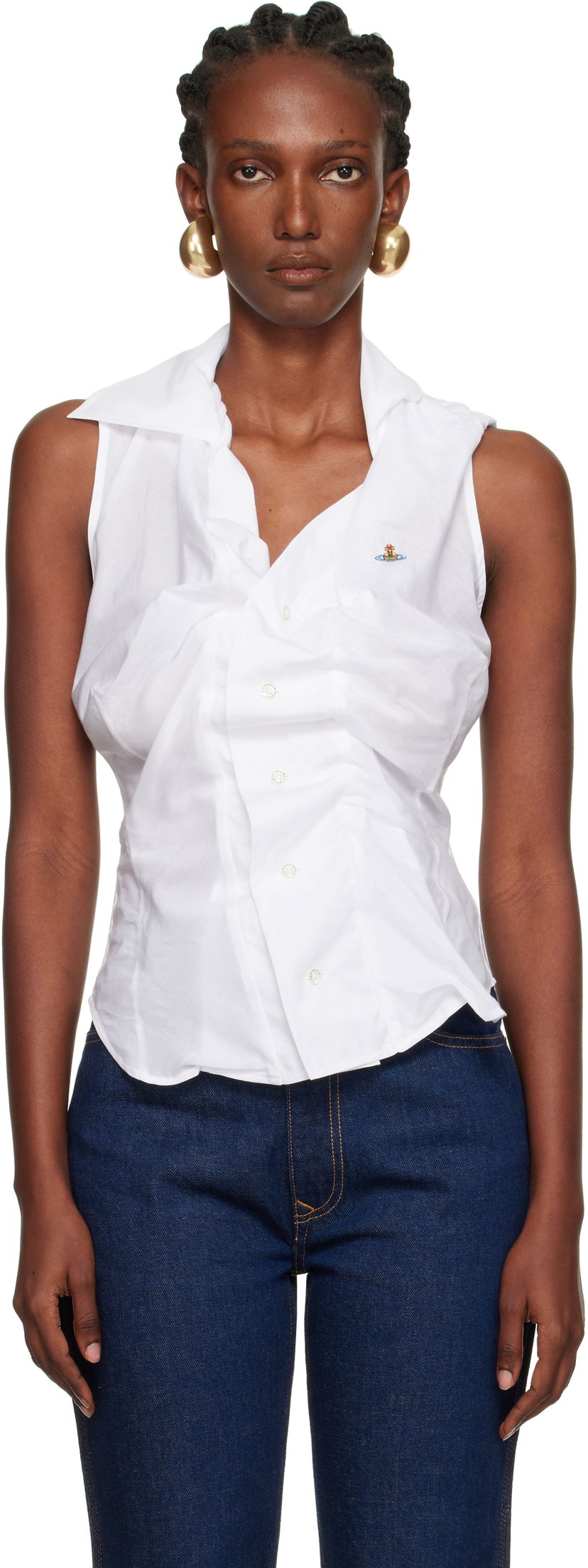 Skjorte Vivienne Westwood Vivienne Westwood Drunken Sleeveless Shirt Hvid | 15010067-W012U-