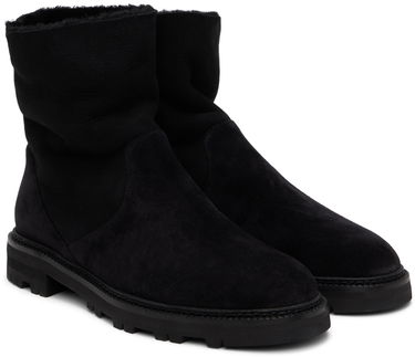 Tøj Manolo Blahnik Manolo Blahnik Tomosa Suede Shearling Boots Sort | 324-2781, 3