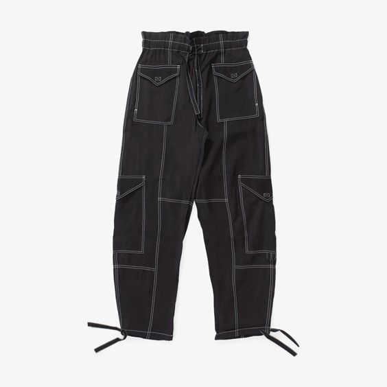 Bukser GANNI Light Slub High Waist Pocket Pants Sort | F8069-099, 0