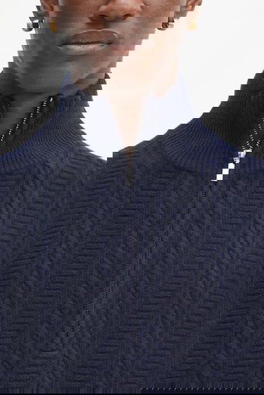 Sweater A.P.C. A.P.C. Pull Theo Half Zip Sweater Mørkeblå | WVBCZ.H23416, 3