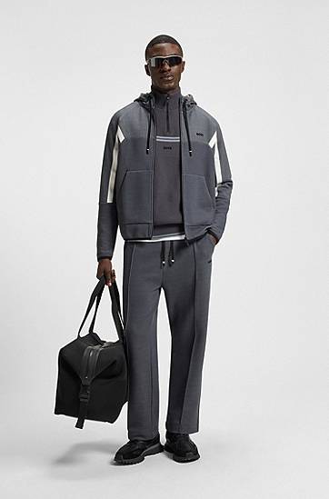 Joggingbukser BOSS Relaxed-Fit Quilted Jacquard Tracksuit Bottoms Grå | 50543145, 1