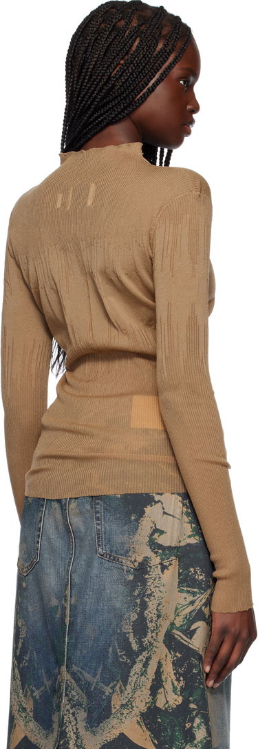 Sweater Feng Chen Wang Feng Chen Wang Transparent Ribbed Knit Sweater Brun | FUS19KT03, 2