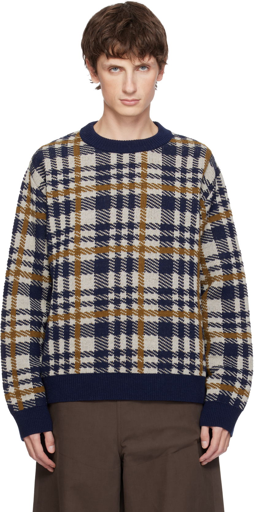 Sweater Dries Van Noten Dries Van Noten Check Crewneck Sweater Flerfarvet | 252-021219-2727