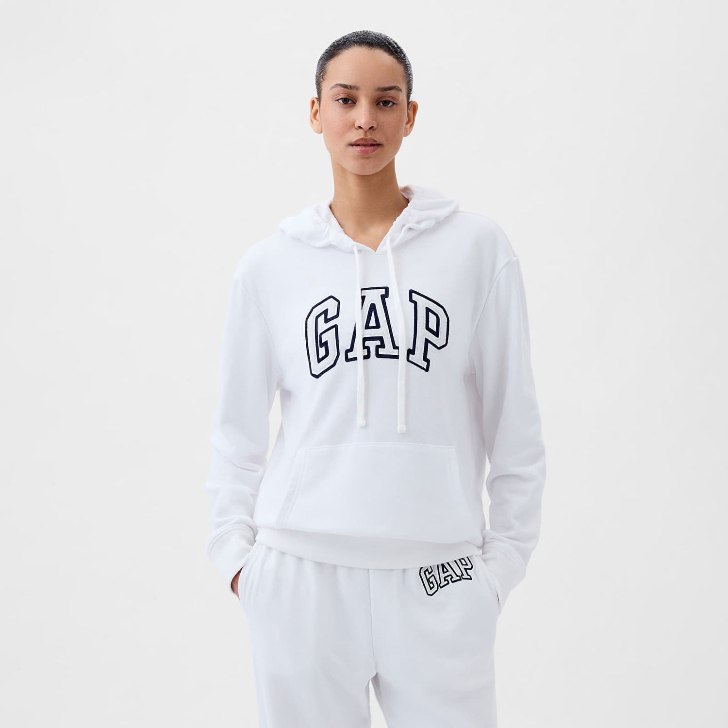 Sweatshirt GAP Pullover Logo Hoodie Optic White V6 Hvid | 870537-01, 0