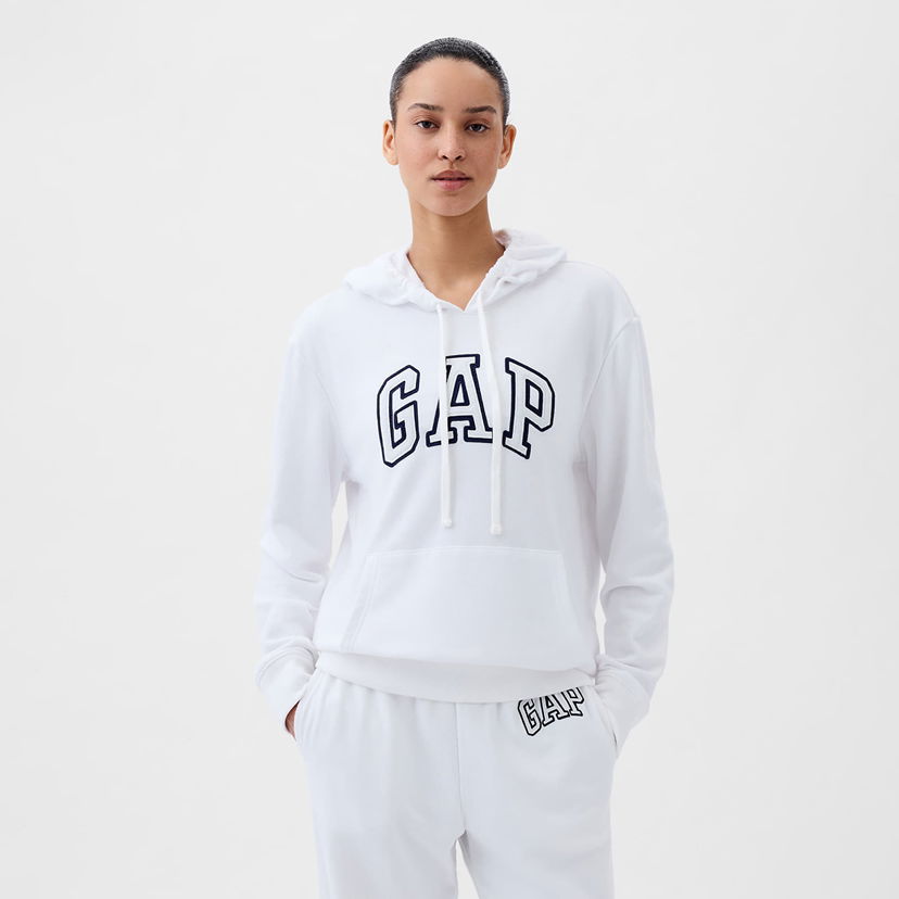 Sweatshirt GAP Pullover Logo Hoodie Optic White V6 Hvid | 870537-01
