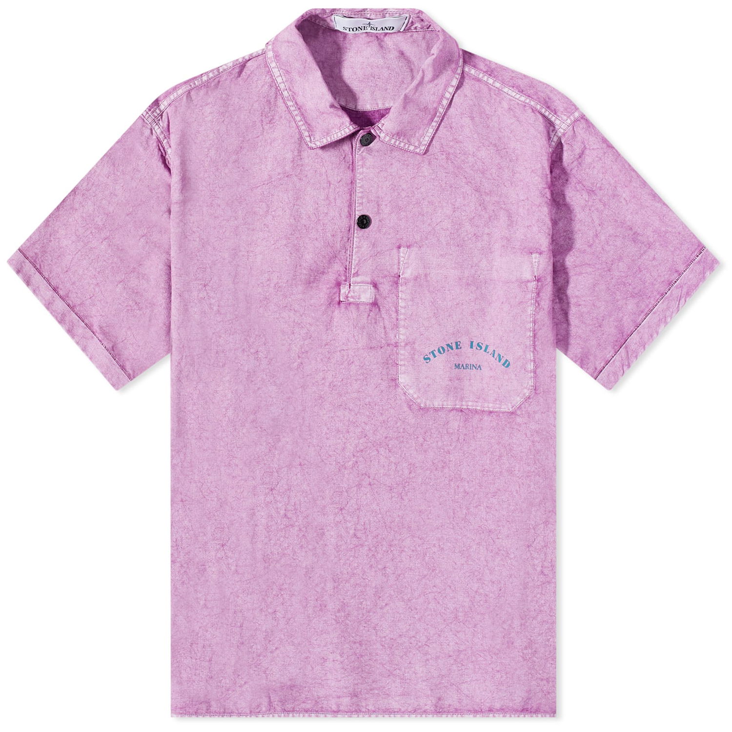 Polo skjorte Stone Island Marina Chalk Plating Short Sleeve Shirt Magenta Lilla | 7815111X3-V0045, 0