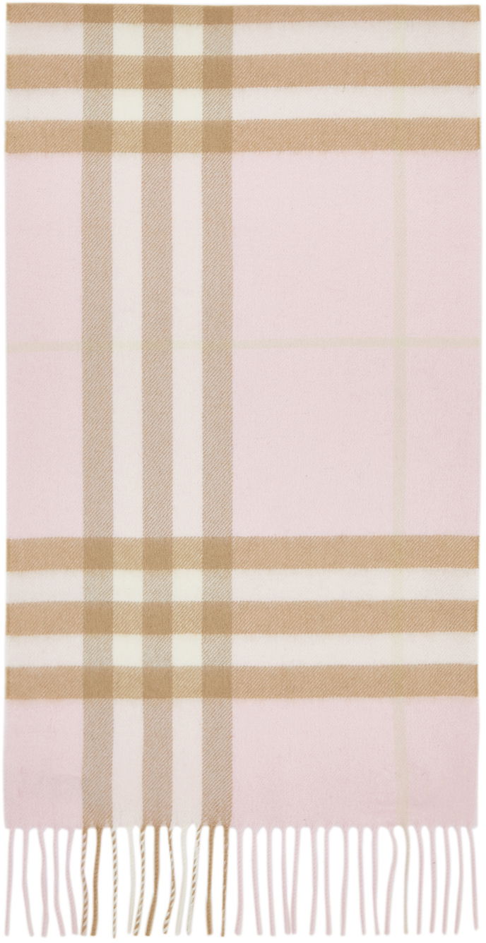 Tørklæde Burberry Off-White Cashmere Giant Check Scarf Lyserød | 8016396