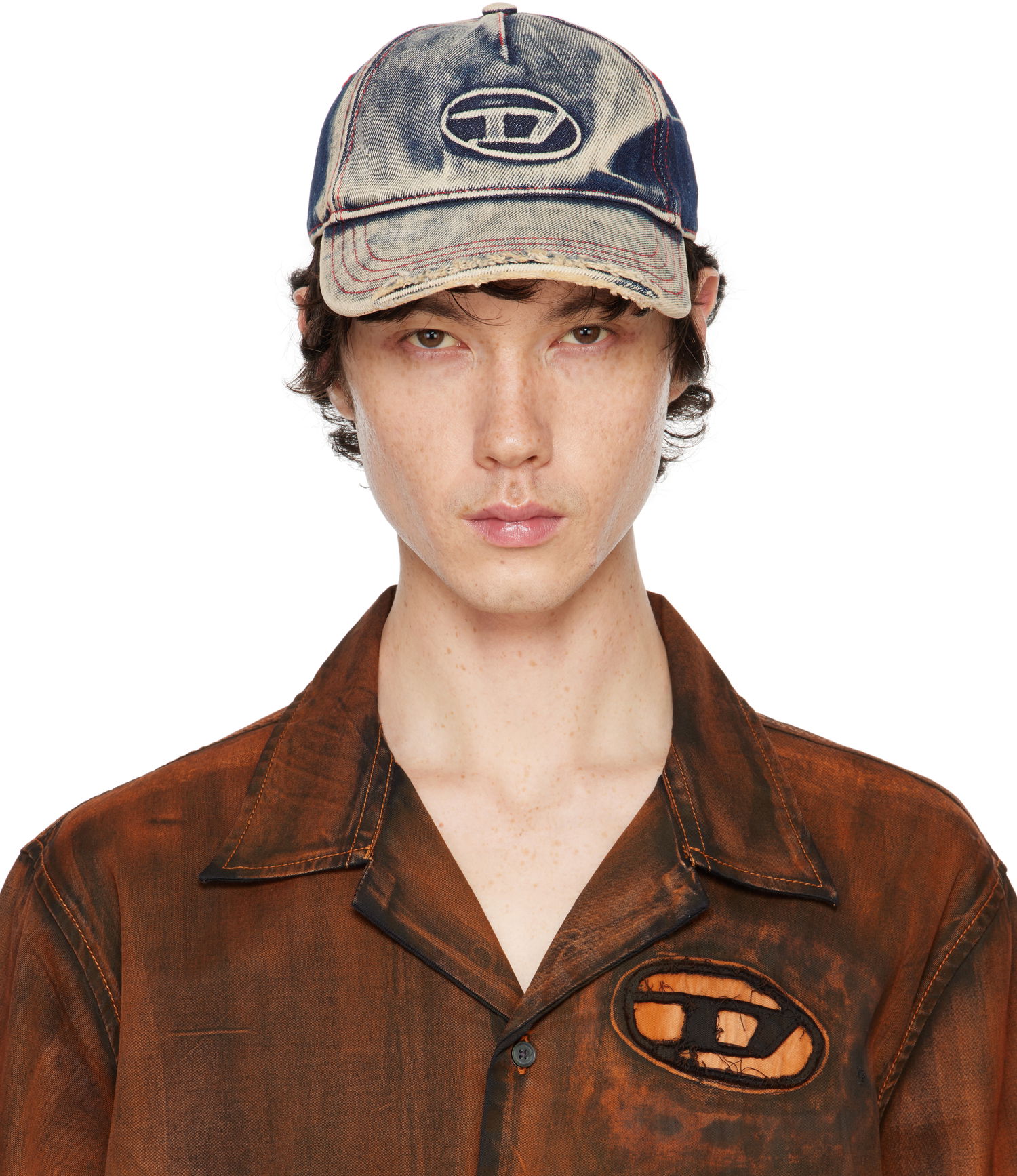 Kasket Diesel Diesel C-Seymon Distressed Denim Baseball Cap Blå | A06467-0DGAV-01, 0