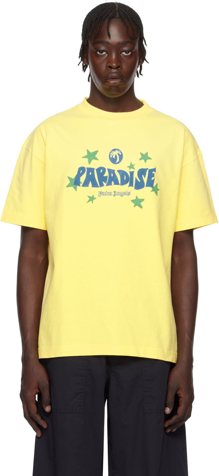 T-shirt Palm Angels Paradise Palm Graphic T-Shirt Gul | PMAA001S25JER0011845