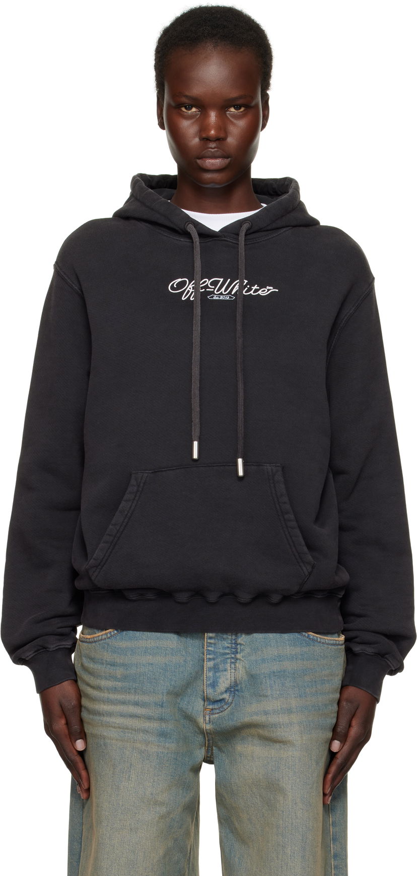 Sweatshirt Off-White Off-White Scissor Arrow Hoodie Sort | OWBB064S25FLE0030701