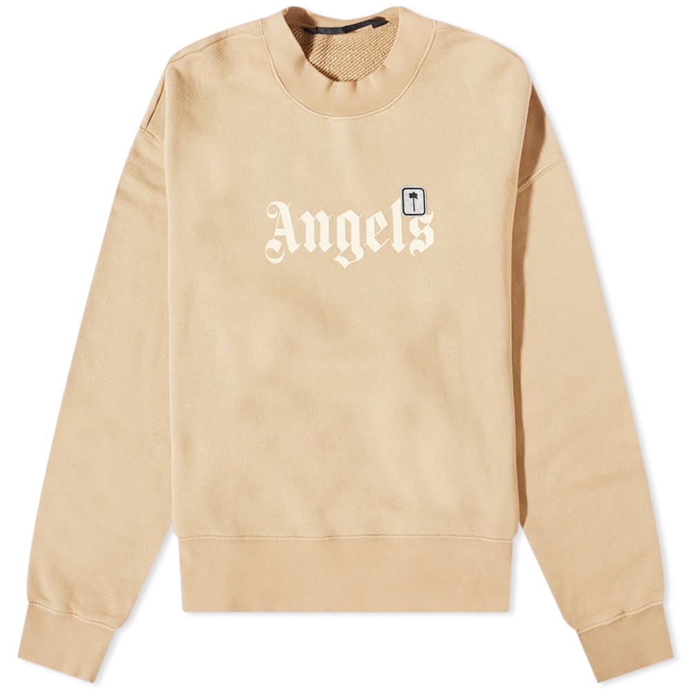 Sweater Palm Angels Angels Patch Logo Crewneck Beige | PMBA026F22FLE0046410, 0