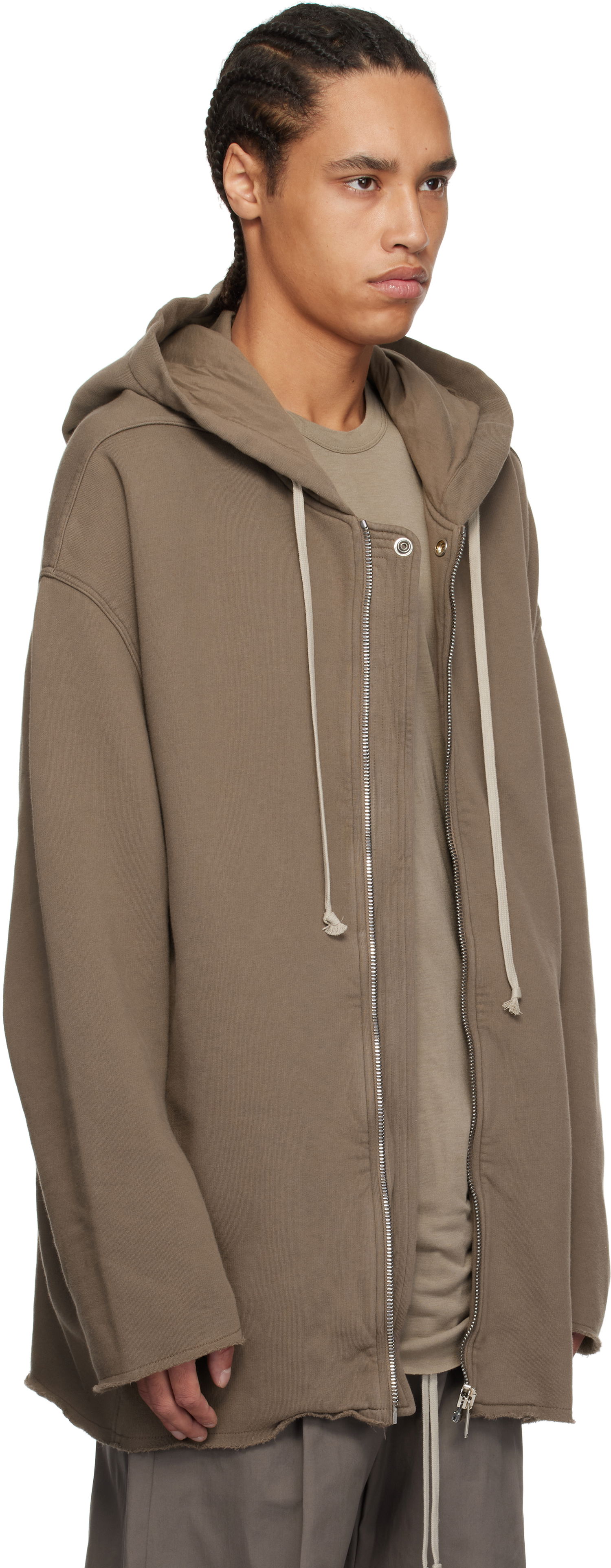 Sweatshirt Rick Owens Rick Owens DRKSHDW Hollywood Peter Zip-Up Hoodie Brun | DU01E3289 F, 1