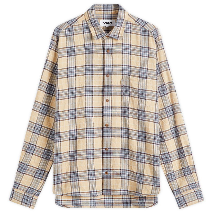 Skjorte YMC Curtis Check Shirt Beige | P2XMI-20