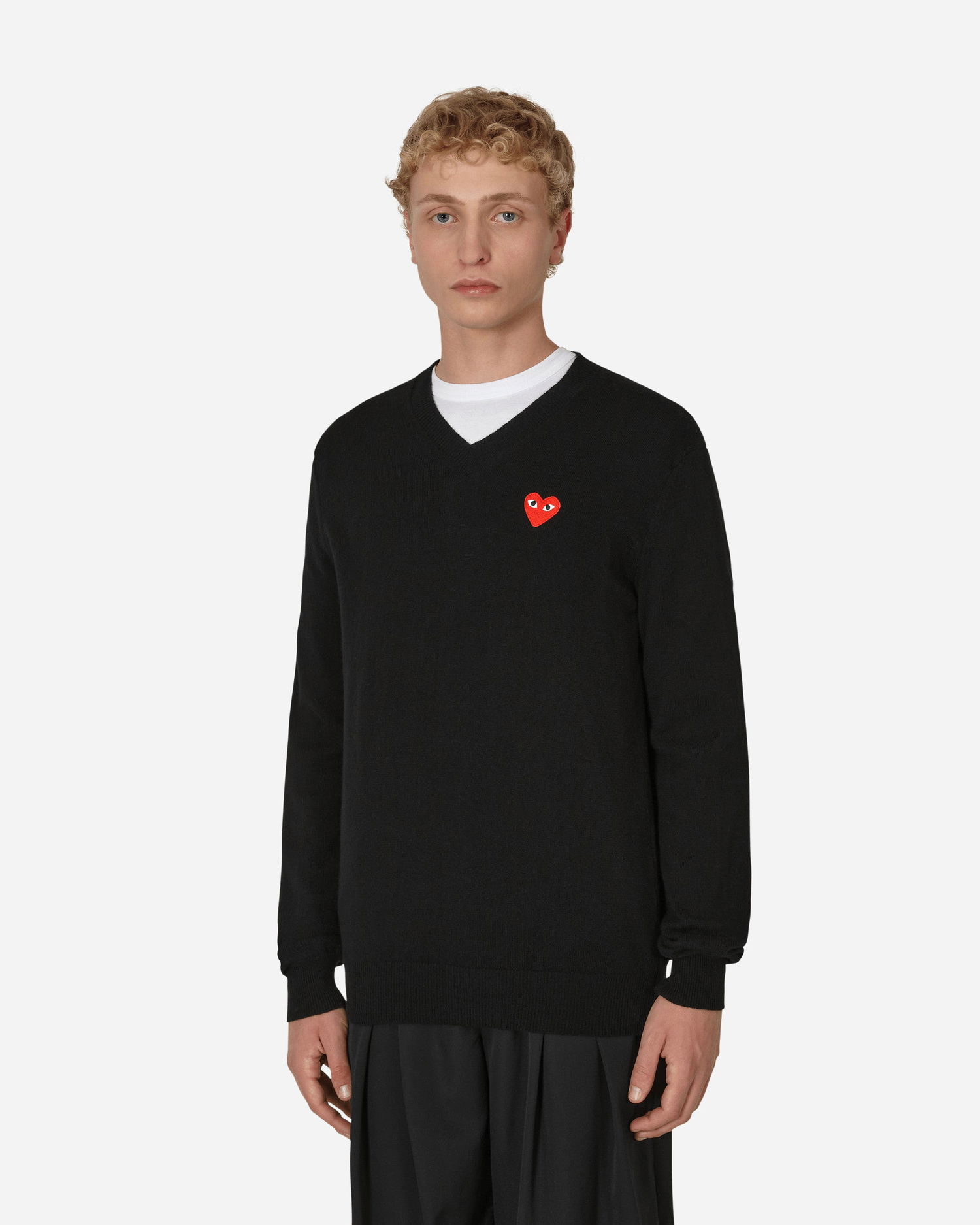 Sweater Comme des Garçons Heart V-Neck Sweater Sort | P1N002 A, 1