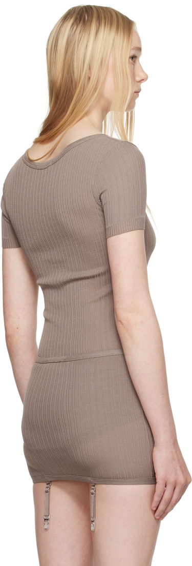 Krop LEMAIRE Lemaire Buttoned Rib Knit Bodysuit Beige | TO1324 LK1017, 2