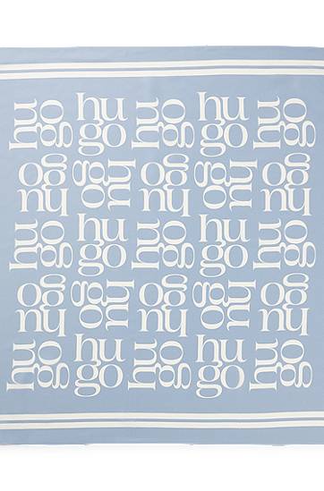 Tørklæde BOSS Silk scarf with all-over graphic print Blå | 50535470, 0