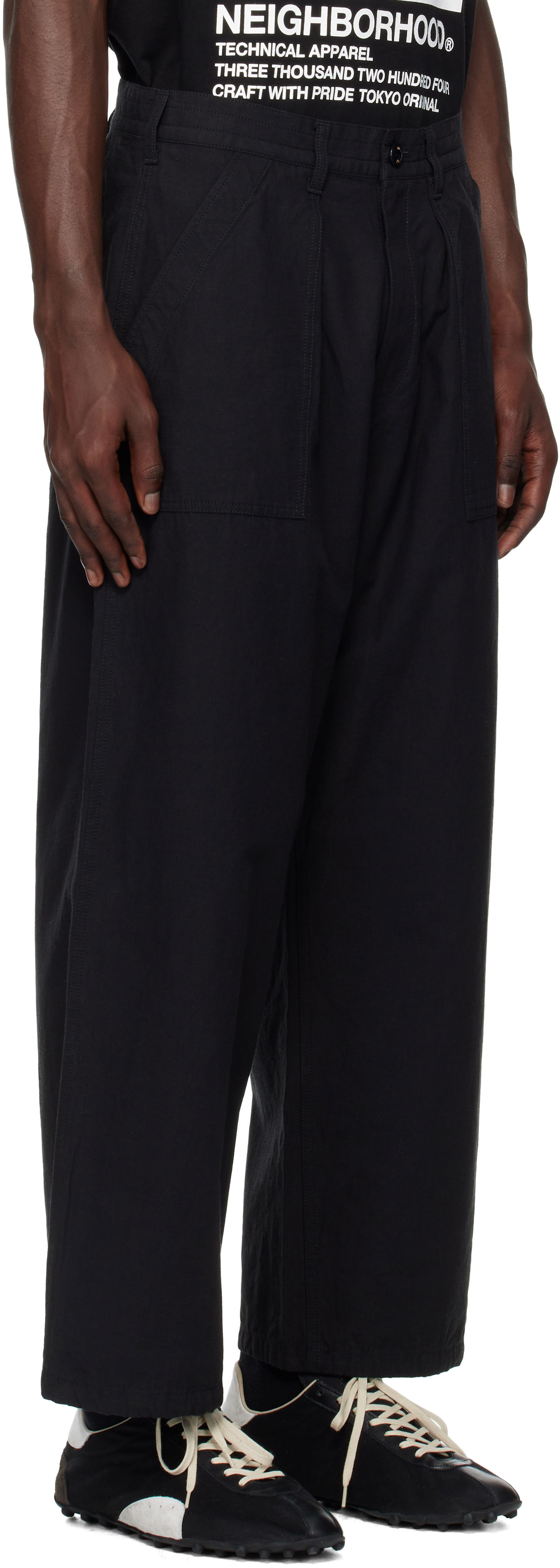 Bukser Neighborhood Neighborhood Wide Baker Trousers Sort | 251ZANH-PTM07, 1