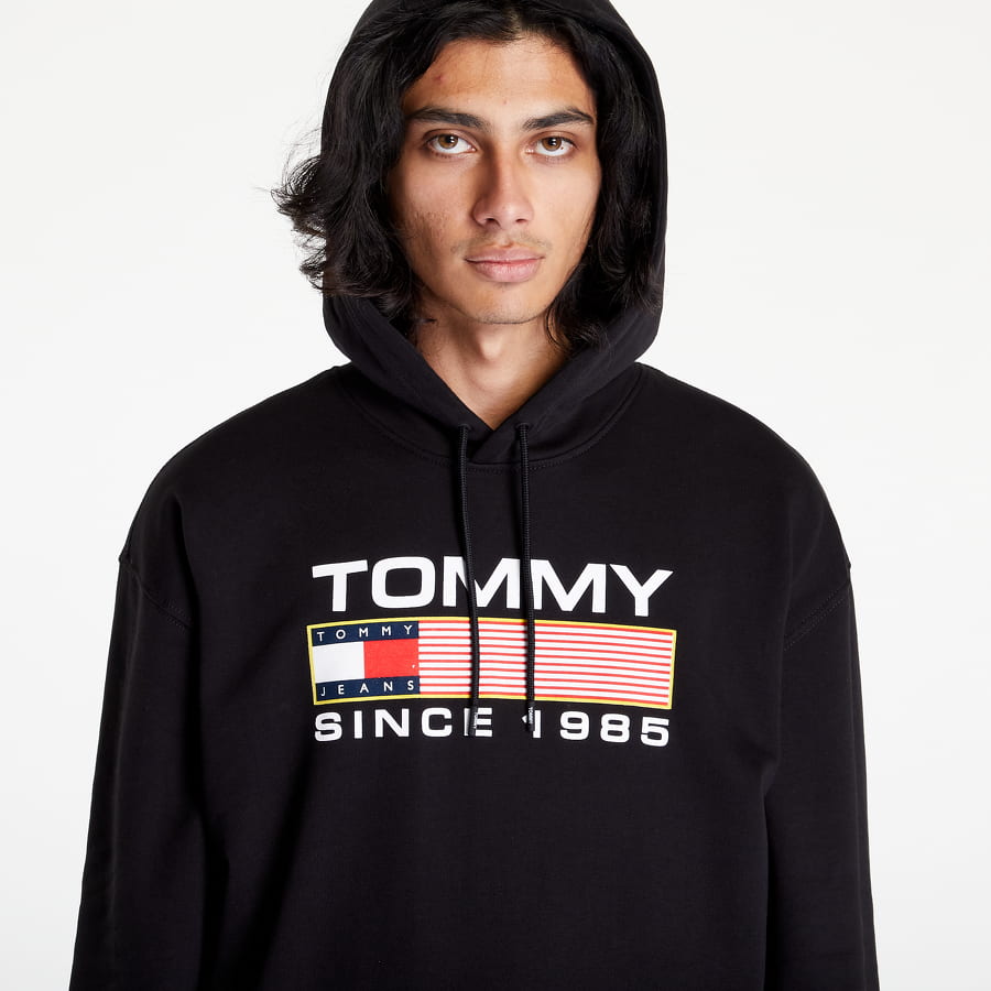 Sweatshirt Tommy Hilfiger JEANS Reg Athletic Log Hoodie Sort | DM0DM15009 BDS, 1