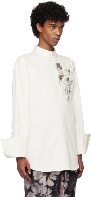 Skjorte Dries Van Noten Dries Van Noten Beaded Appliqué Shirt Hvid | 251-020754-1473, 1