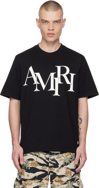 T-shirt AMIRI Staggered Logo T-Shirt Sort | AMJYTE1149, 0