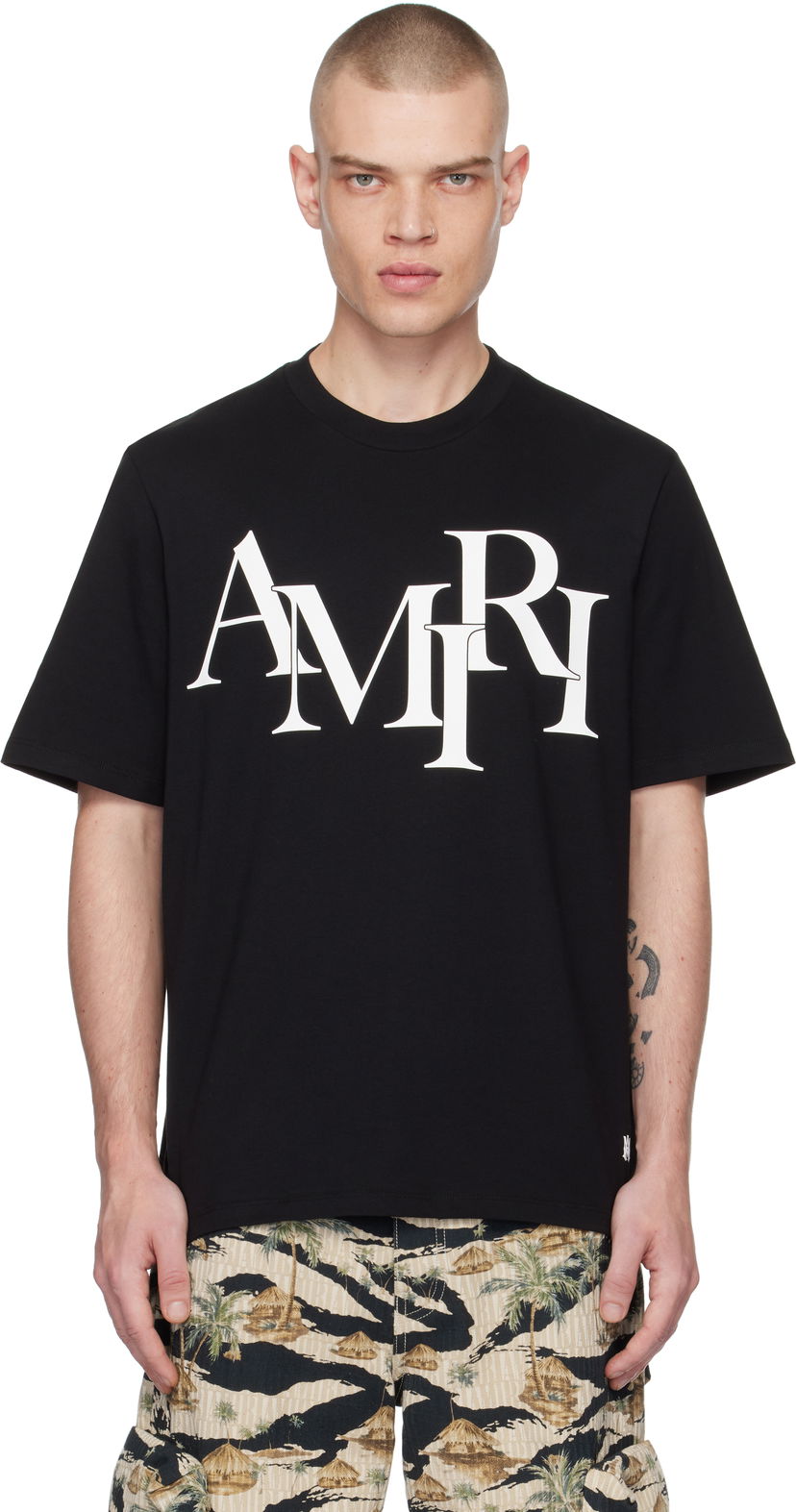 T-shirt AMIRI Staggered Logo T-Shirt Sort | AMJYTE1149