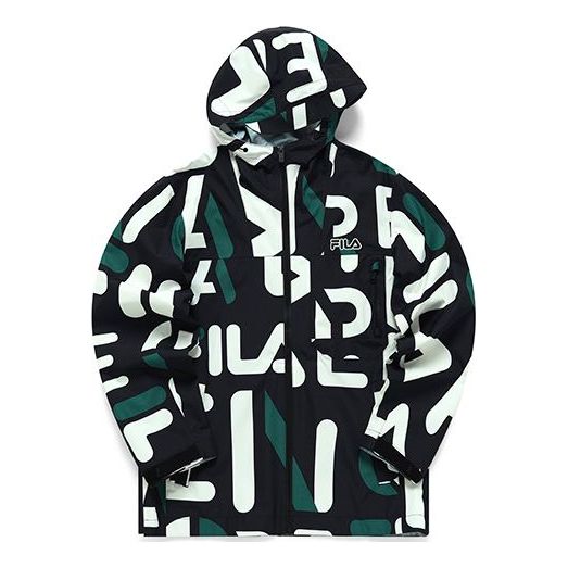 Vindjakke FILA FILA Full Print Casual Hooded Jacket Sort | F11M219707F-ZA