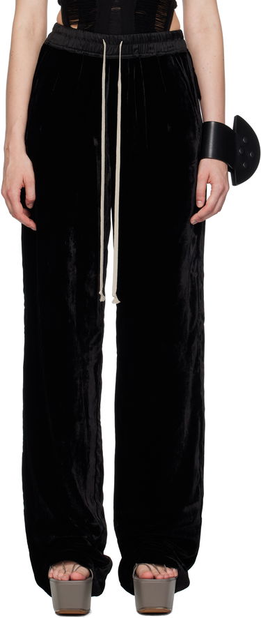 Bukser Rick Owens Rick Owens Dietrich Drawstring Velvet Trousers Sort | RP02E4325 V, 0