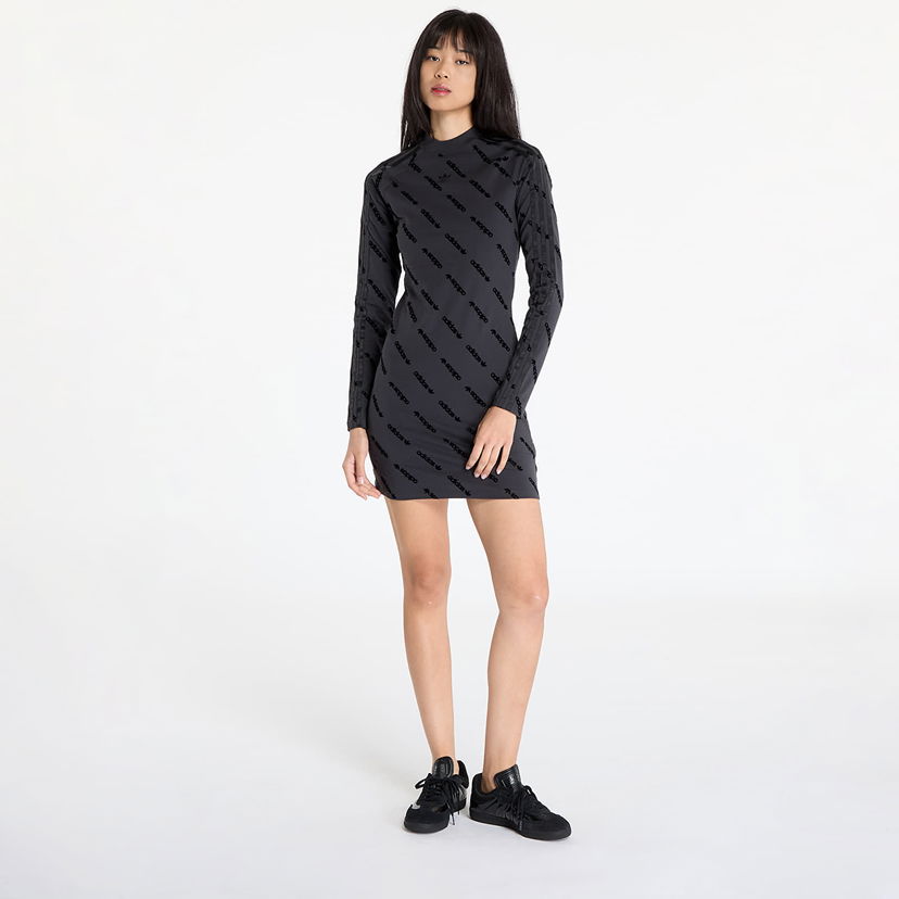 Kjole adidas Originals Dress adidas Monogram Bodycon Dress Carbon S Sort | JE8358
