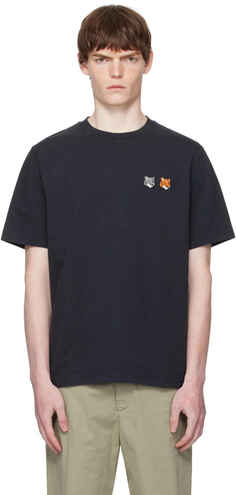 T-shirt MAISON KITSUNÉ Maison Kitsuné Double Fox Head Comfort T-Shirt Sort | OM011CFKJ0118