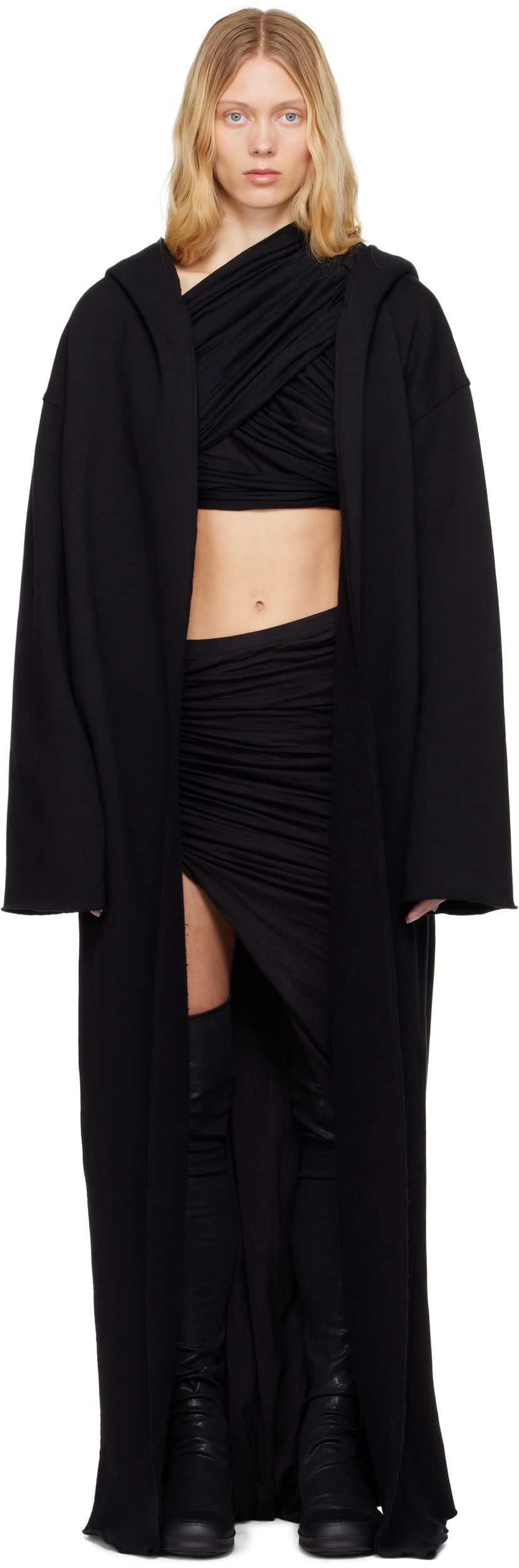 Sweatshirt Rick Owens Rick Owens DRKSHDW Hollywood Dragging Peter Hoodie Sort | DS01E3248 F