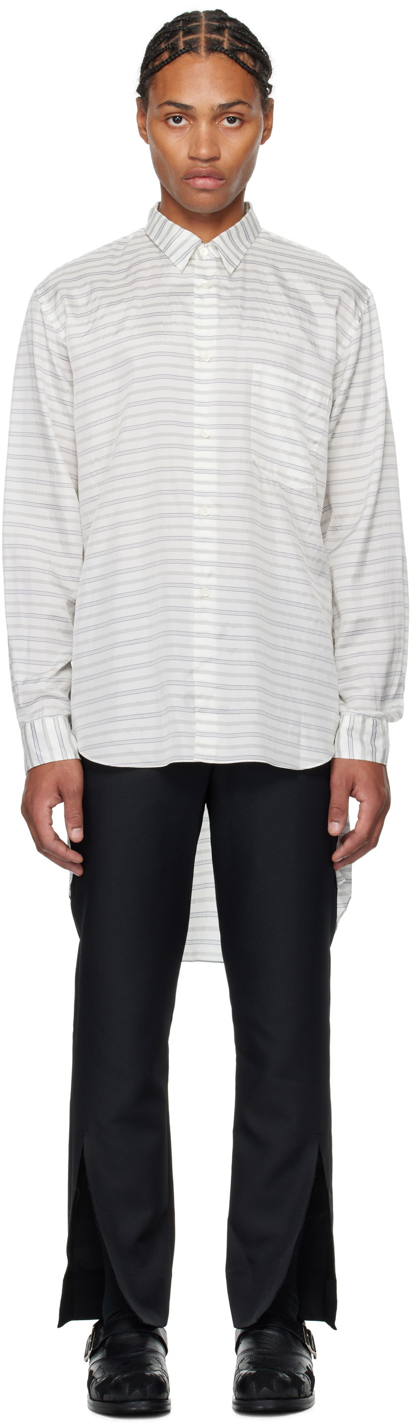 Skjorte Comme des Garçons Shirt Horizontal Stripe Hvid | PN-B002-051
